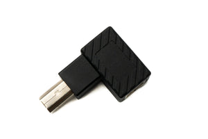 SYSTEM-S USB 2.0 Adapter Typ B Stecker zu Buchse links gewinkelt Winkel Kabel in Schwarz