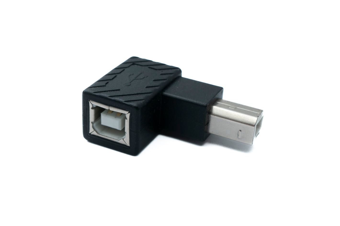 SYSTEM-S USB 2.0 Adapter Typ B Stecker zu Buchse rechts gewinkelt Winkel Kabel in Schwarz