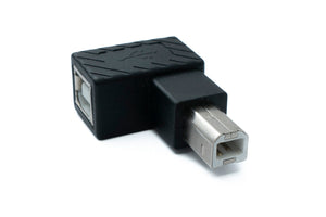 SYSTEM-S USB 2.0 Adapter Typ B Stecker zu Buchse rechts gewinkelt Winkel Kabel in Schwarz