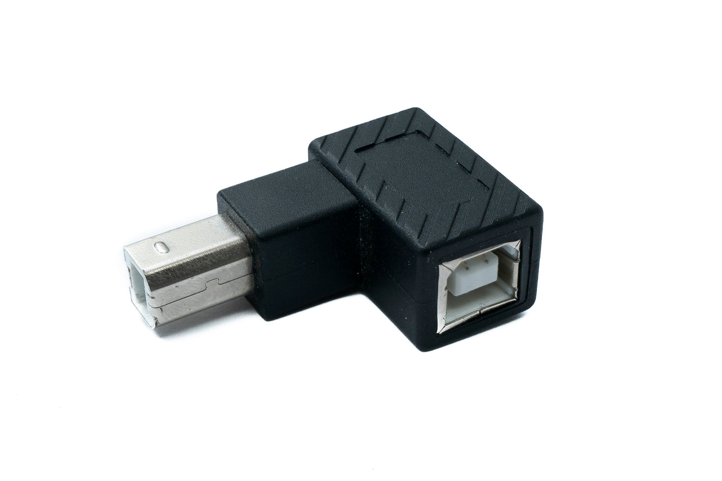 SYSTEM-S USB 2.0 Adapter Typ B Stecker zu Buchse aufwärts gewinkelt Winkel Kabel in Schwarz