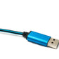 Câble USB SYSTEM-S Audio 100 cm Prise jack 3,5 mm vers fiche 2.0 type A Adaptateur AUX tressé bleu