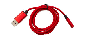 Câble USB SYSTEM-S Audio 100 cm Prise jack 3,5 mm vers fiche 2.0 type A Adaptateur AUX tressé rouge