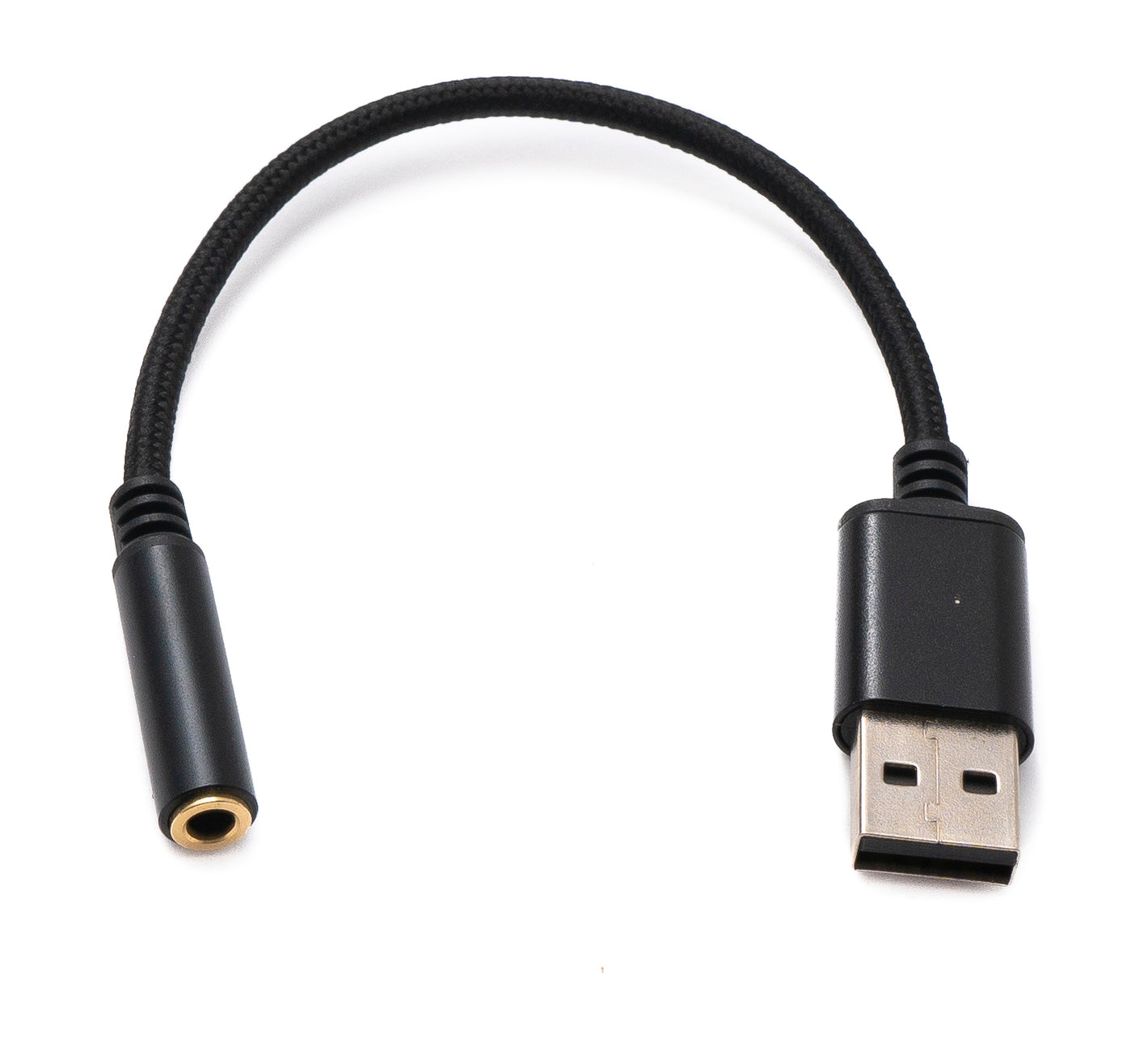 SYSTEM-S Audio USB cable 20 cm 3.5 mm jack socket to 2.0 type A plug AUX adapter braided black