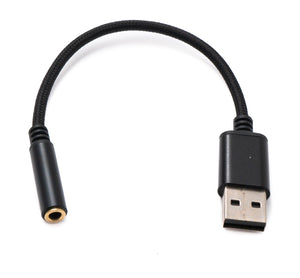 SYSTEM-S Audio USB Kabel 20 cm 3,5mm Klinke Buchse zu 2.0 Typ A Stecker AUX Adapter geflochten Schwarz