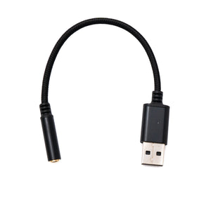 Câble USB SYSTEM-S Audio 20 cm Prise jack 3,5 mm vers fiche 2.0 Type A Adaptateur AUX tressé noir