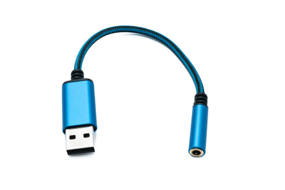 SYSTEM-S Audio USB Kabel 20 cm 3,5mm Klinke Buchse zu 2.0 Typ A Stecker AUX Adapter geflochten Blau