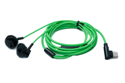 SYSTEM-S Stereo In Ear Kopfhörer USB 3.1 Typ C Stecker 120 cm mit Lautstärkeregler in Grün