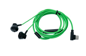 SYSTEM-S Stereo in-ear headphones USB 3.1 Type C plug 120 cm with volume control in green