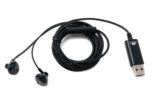 SYSTEM-S Stereo In Ear Noise Canceling Headphones 2 m USB 2.0 Volume Control Microphone Bag Black