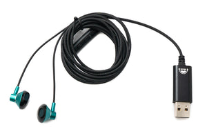 SYSTEM-S Stereo In Ear Noise Cancelling Kopfhörer 2 m USB 2.0 Lautstärkeregler Mikrofon Tasche Grün