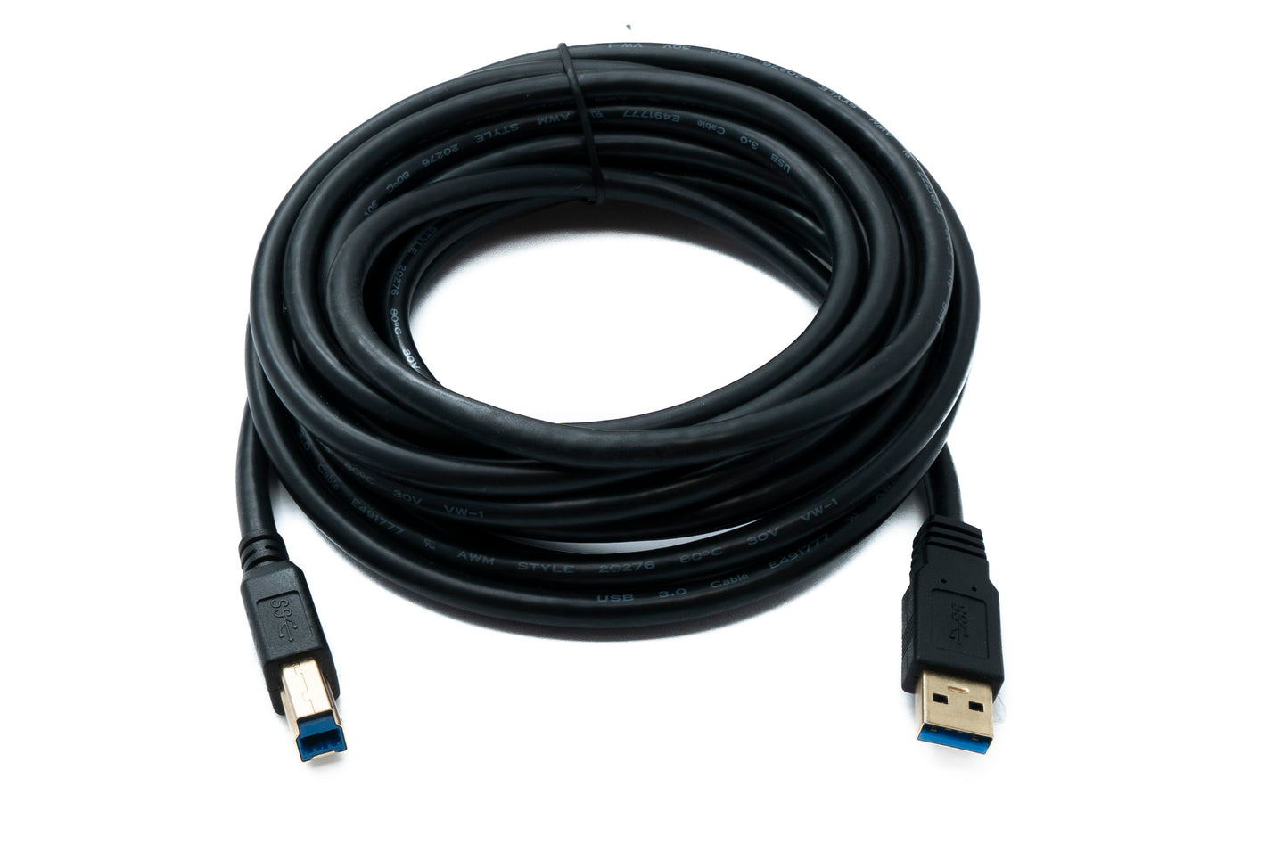 SYSTEM-S USB 3.0 Kabel 5 m Typ B Stecker zu A Stecker Adapter 5 Gbit/s 100W in Schwarz