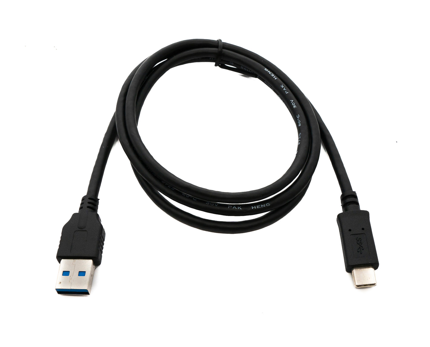 SYSTEM-S USB 3.1 Kabel 100 cm Typ C Stecker zu 3.0 A Stecker Adapter 5 Gbit/s 100W in Schwarz