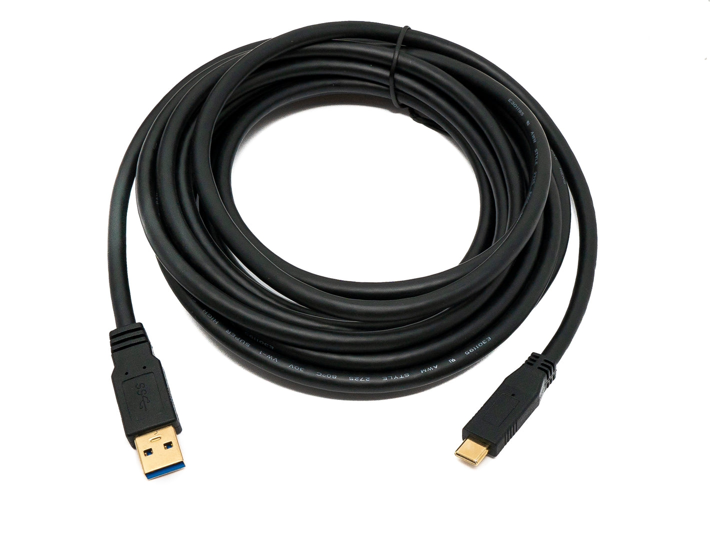 SYSTEM-S USB 3.1 Kabel 5 m Typ C Stecker zu 3.0 A Stecker Adapter 5 Gbit/s 100W in Schwarz