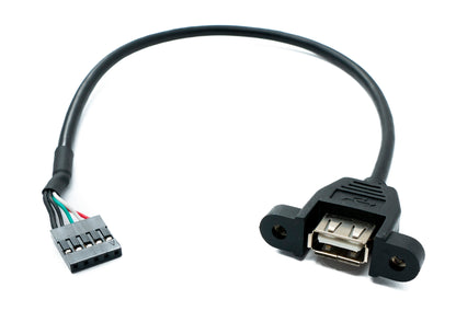 SYSTEM-S USB 2.0 Kabel 30 cm Typ A zu Steckverbinder mit 2,54 mm Rastermaß Panel Mount