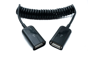 SYSTEM-S USB 2.0 Kabel 80 cm Typ A Buchse zu Buchse Spirale ausziehbar in Schwarz