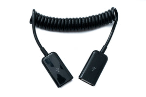 SYSTEM-S USB 2.0 Kabel 80 cm Typ A Buchse zu Buchse Spirale ausziehbar in Schwarz