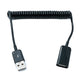 SYSTEM-S USB 2.0 Kabel 90 cm Typ A Stecker zu Buchse Spirale ausziehbar in Schwarz