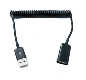 SYSTEM-S USB 2.0 Kabel 90 cm Typ A Stecker zu Buchse Spirale ausziehbar in Schwarz