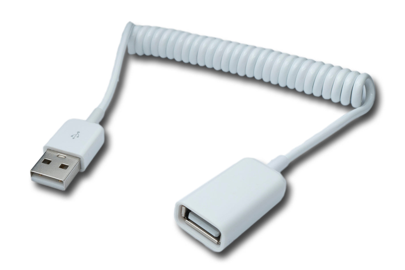 SYSTEM-S USB 2.0 Kabel 90 cm Typ A Stecker zu Buchse Spirale ausziehbar in Weiß