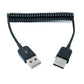 SYSTEM-S USB 2.0 Kabel 90 cm Typ A Stecker zu Stecker Spirale ausziehbar in Schwarz