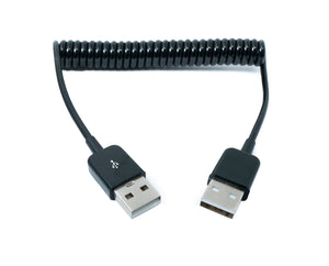 SYSTEM-S USB 2.0 Kabel 90 cm Typ A Stecker zu Stecker Spirale ausziehbar in Schwarz