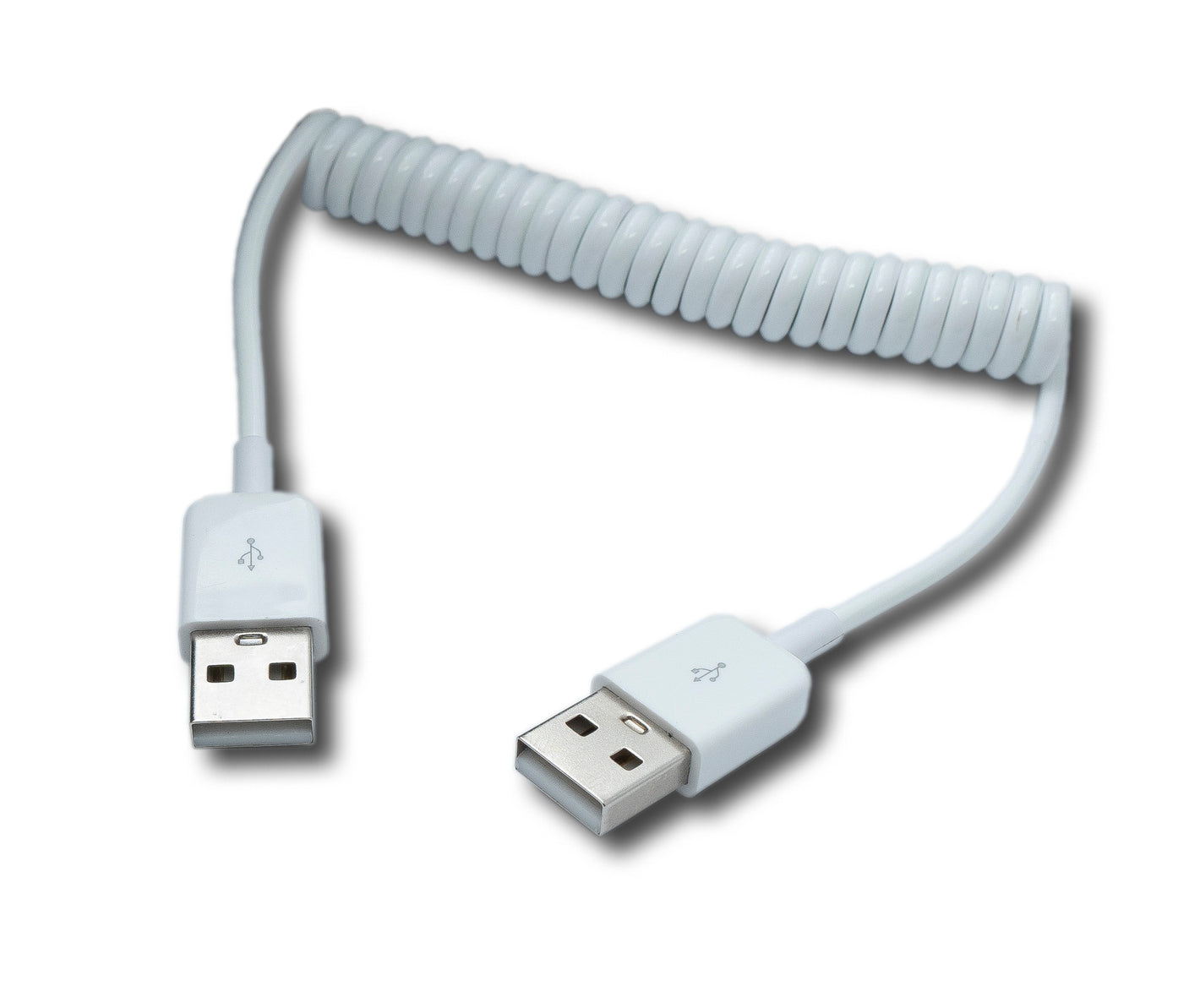 SYSTEM-S USB 2.0 Kabel 90 cm Typ A Stecker zu Stecker Spirale ausziehbar in Weiß