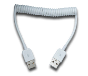 SYSTEM-S USB 2.0 Kabel 90 cm Typ A Stecker zu Stecker Spirale ausziehbar in Weiß