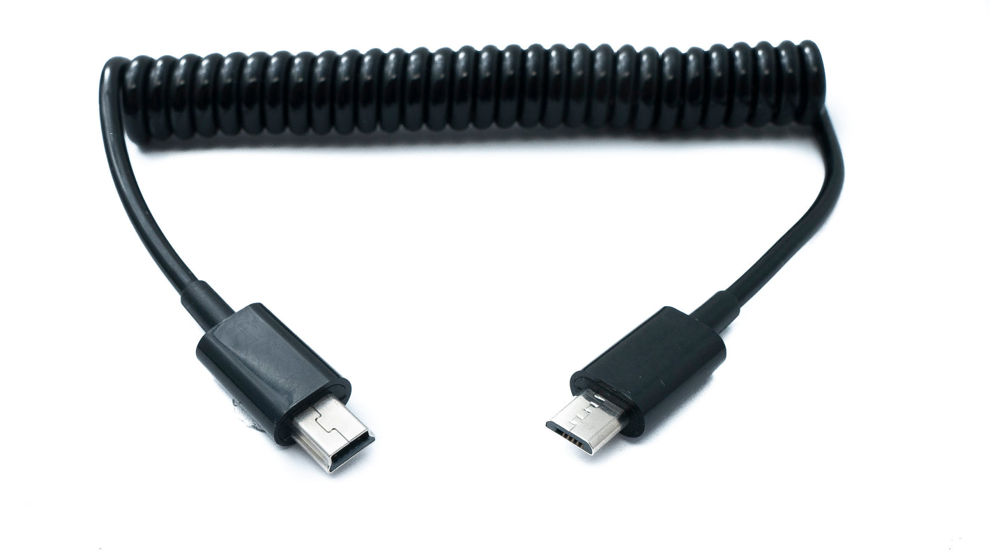 SYSTEM-S USB 2.0 Kabel 70 cm Mini B Stecker zu Micro B Stecker Spirale ausziehbar