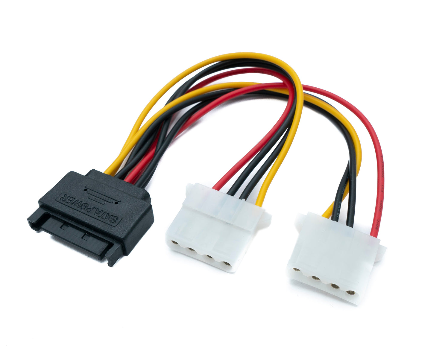 SYSTEM-S Y SATA Kabel 20 cm 15 Pin Stecker zu 2x Molex LP4 IDE 4Pin Buchse