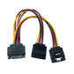 SYSTEM-S Y SATA Kabel 20 cm 15 Pin Stecker zu 2x Buchse Splitter Snug Fit für SSD Festplatte