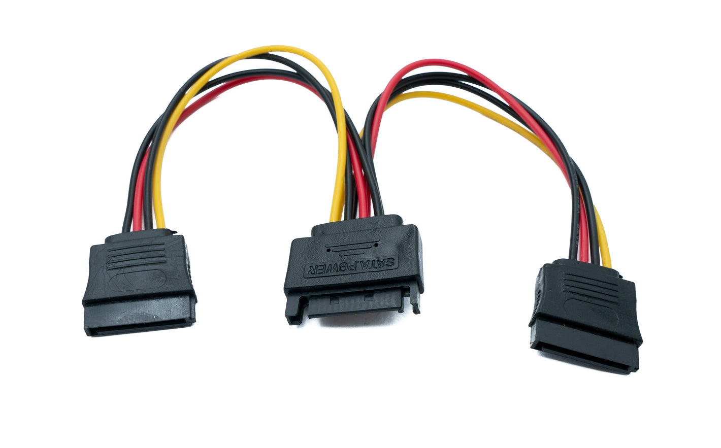 SYSTEM-S Y SATA Kabel 20 cm 15 Pin Stecker zu 2x Buchse Splitter für SSD Festplatte