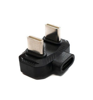 SYSTEM-S USB4 Y Adapter Typ C Stecker zu Stecker zu Buchse U Turn 180° Winkel 480Mbit/s USB 4.0