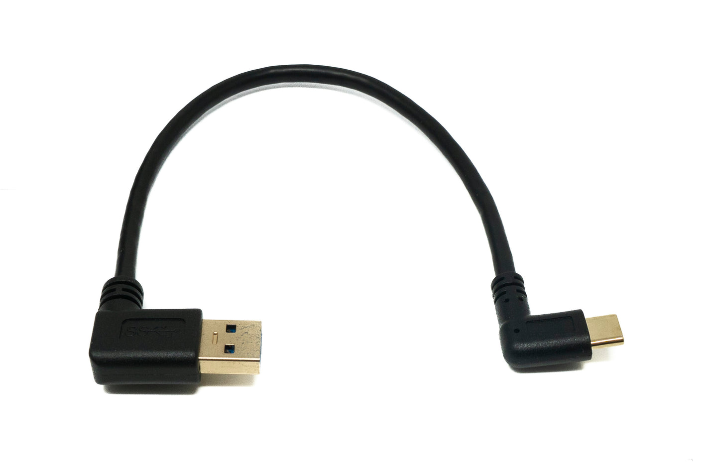 SYSTEM-S USB 3.1 Kabel 25 cm Typ C Stecker zu 3.0 Typ A Stecker Left Angled Winkel