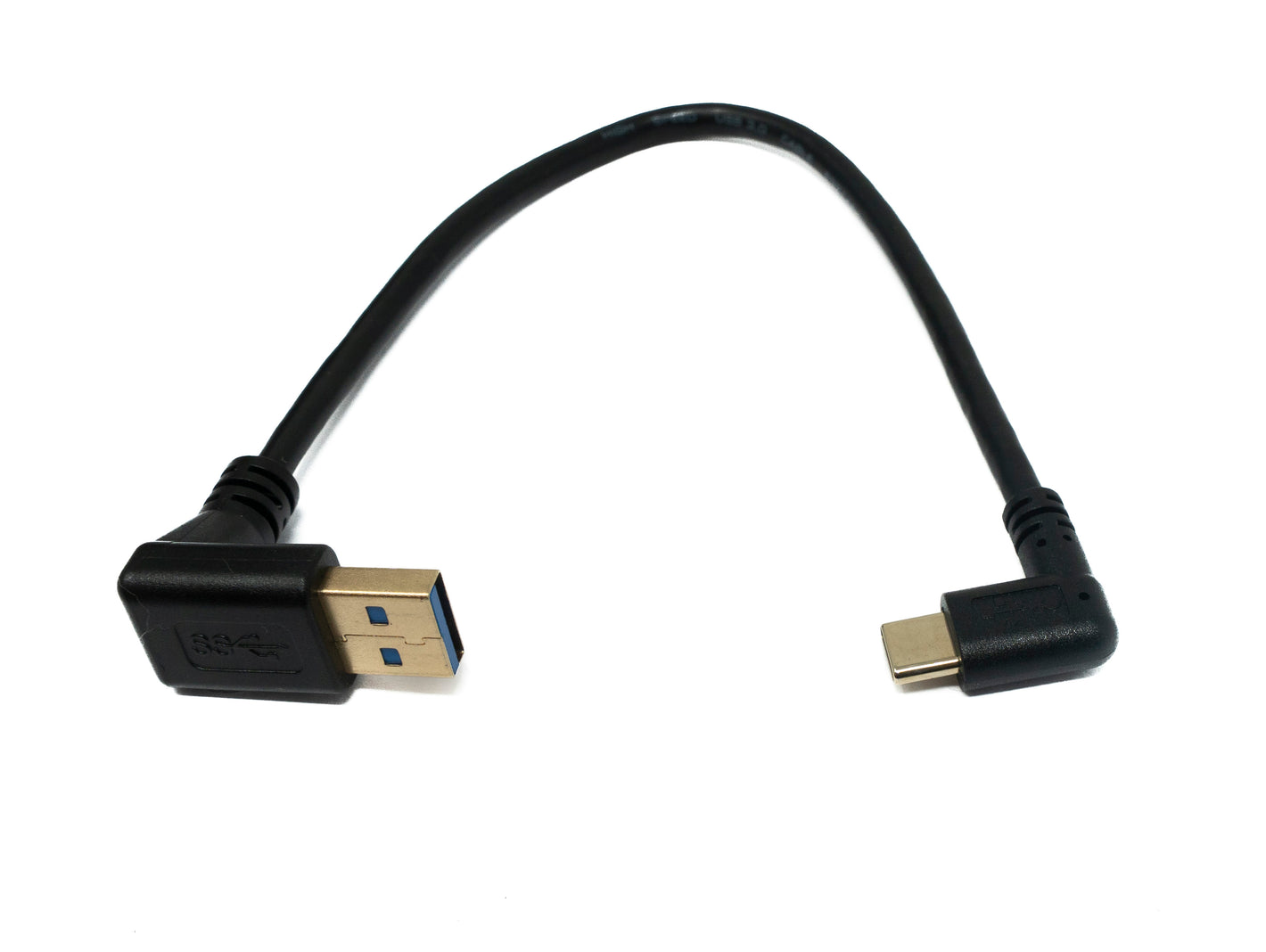 SYSTEM-S USB 3.1 Kabel 25 cm Typ C Stecker zu 3.0 Typ A Stecker Up Angled Winkel