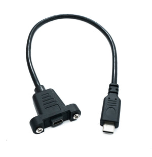 SYSTEM-S USB 3.1 Kabel 30 cm Typ C Stecker zu 2.0 Mini B Buchse 5 Pin Panel Mount 28 mm