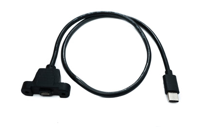 SYSTEM-S USB 3.1 Kabel 50 cm Typ C Stecker zu 2.0 Micro B Buchse 5 Pin Panel Mount 28 mm