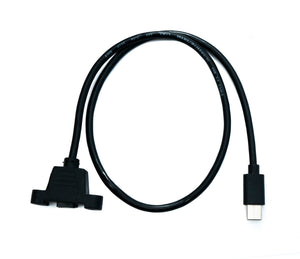 SYSTEM-S USB 3.1 Kabel 50 cm Typ C Stecker zu 2.0 Micro B Buchse 5 Pin Panel Mount 28 mm