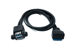 SYSTEM-S USB 3.0 Kabel 50 cm 20 Pin zu 2x Typ A Buchse Panel Mount Winkel Down Angled