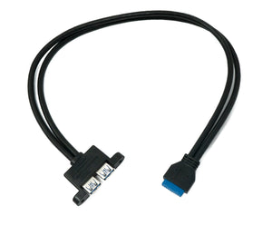SYSTEM-S USB 3.0 Kabel 50 cm 20 Pin zu 2x Typ A Buchse Panel Mount 5 Gbit/s 100W