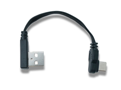 SYSTEM-S USB-C to USB-A 2.0 Cable – 10 cm Flat Cable with Right Angle Plug