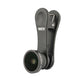 SYSTEM-S wide angle and macro lens with clip and protective case in black for smartphone