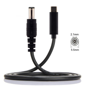 SYSTEM-S USB 3.1 Kabel 145 cm Typ C Stecker zu DC 20 V 5,5 x 1,1 mm Stecker Adapter