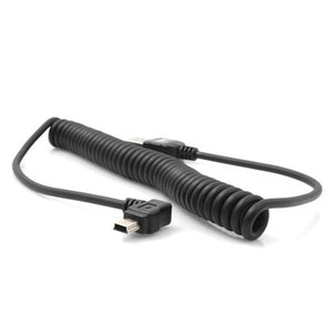 SYSTEM-S Stretchable Mini USB Cable Data Cable Charging Cable Spiral Cable Angled Plug 50 - 135 cm