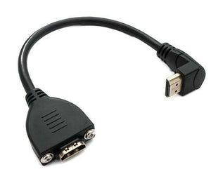 SYSTEM-S HDMI 1.4 Kabel 25 cm Typ A Stecker zu Stecker Adapter Schraube Winkel in Schwarz