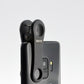 SYSTEM-S wide angle and macro lens with clip and protective case in black for smartphone