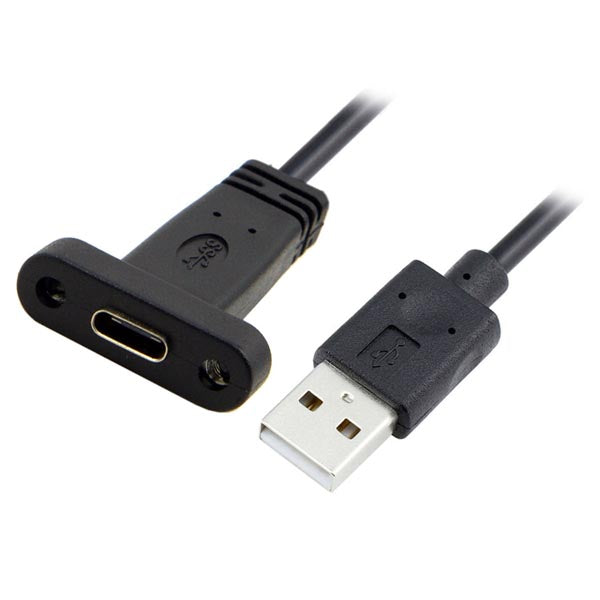 Câble System-S USB Type A (mâle) vers USB Type C 3.1 (femelle) mâle à montage sur panneau 90 cm