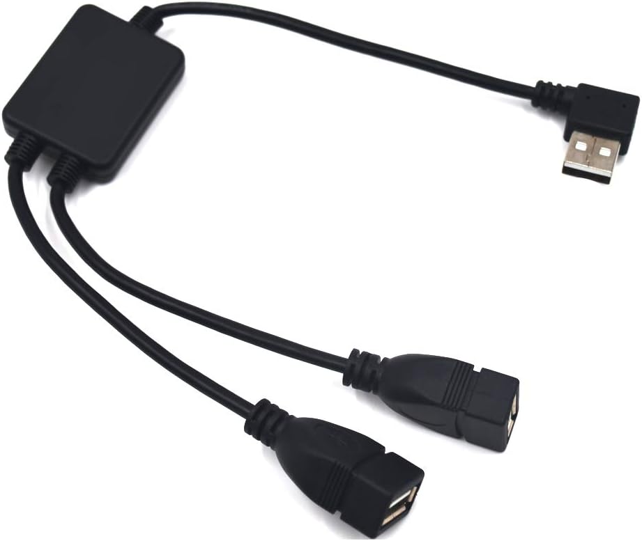 SYSTEM-S USB 2.0 Y Splitter Cable USB A Male to 2x USB A Female 90° Angled Plug Passive USB Distributor 30 cm