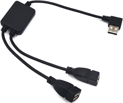 SYSTEM-S USB 2.0 Y Splitter Kabel USB A Stecker auf 2× USB A Buchse 90° Winkelstecker passiver USB-Verteiler 30 cm