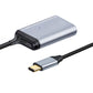 SYSTEM-S 3in1 Adapter DP 1.4 Buchse & 2x USB 3.1 Typ C Buchse zu Typ C Stecker Kabel Grau