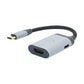 Adaptateur 3 en 1 prise HDMI 4k et 2x prise USB 3.1 Type C vers prise Type C en gris